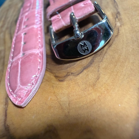 Michele 18mm Pink Leather Croc Watch Strap Band - Picture 2 of 4